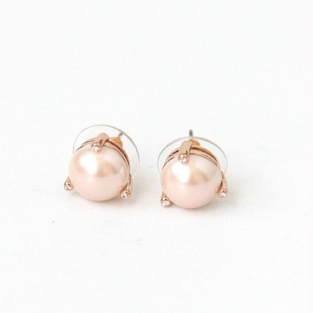 Kate Spade New York Rise and Shine Pearl Studs (Rose Gold/Blush)